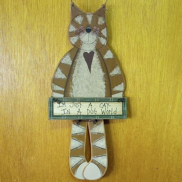 Other - Feline Wall Hanging "I'm Just a Cat in a Dog World" Decor Sign w/ Heart
